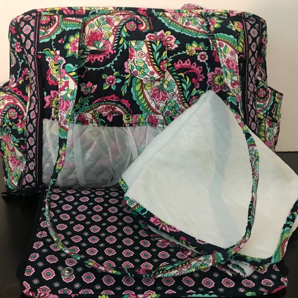 Make a Change Baby Bag - Blue/Pink Paisley Print - Picture 2 of 4